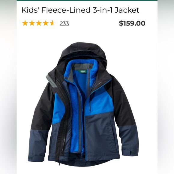 L.L. Bean Other - L.L. Bean 3 in 1 fleece and shell jacket kids